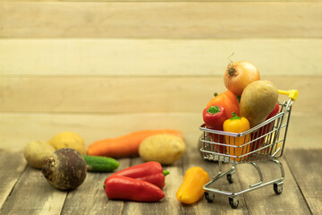 Fresh vegetables in a shopping basket