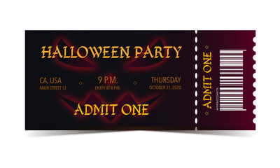 Halloween party red ticket for admit one 