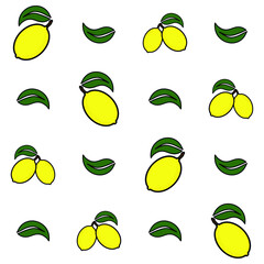 Lemon seamless fabric pattern vector illustration on green background