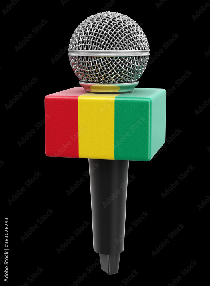 Poster microphone and guinea flag. image with clipping path
