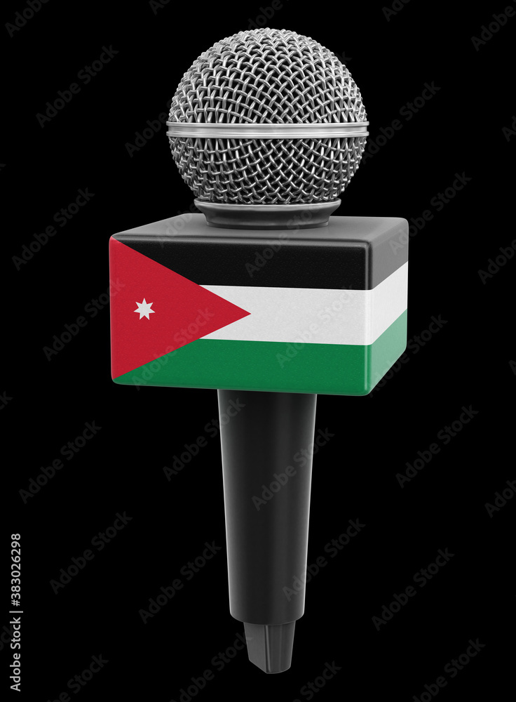 Poster microphone and jordan flag. image with clipping path