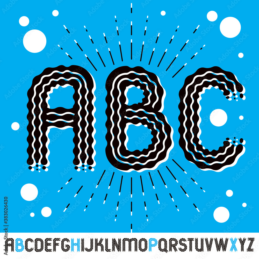 Poster vector elegant ornate capital english alphabet letters, abc collection. rounded bold type font, scri
