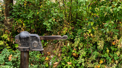 old soviet public iron water pump