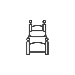 Single hotel room line icon. linear style sign for mobile concept and web design. Bed for one person outline vector icon. Symbol, logo illustration. Vector graphics