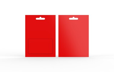 Red gift card in blister pack mockup template on isolated white background, ready for your design presentation, 3d illustration