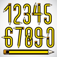 School theme, pencils design numbers, for use as design elements for blogging web page advertising