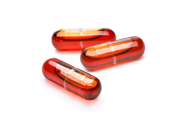 Natural Krill Oil Capsules isolated on white background.