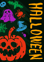 Happy Halloween event design background. Vector illustration: colorful poster