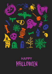 Happy Halloween event design background. Vector illustration:dark background of various color combinations