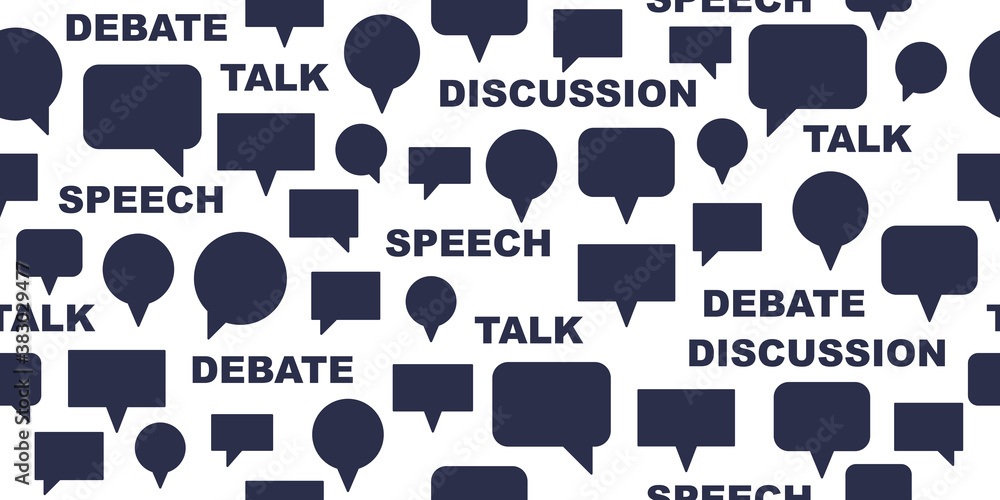 Poster speech bubbles seamless vector background, endless pattern with dialog signs, talk and discussion th