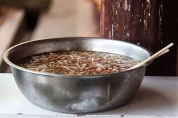February 2019. Dali, China. Street cooked food