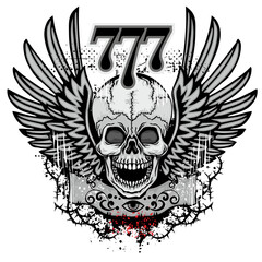 Gothic sign with skull and wings, grunge vintage design t shirts
