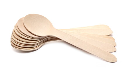 Wooden spoons isolated on white background