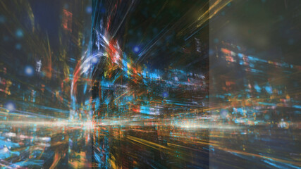 Abstract modern city, urban concept illustration with design cut