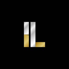 IL initial letter logo, simple shade, gold silver color