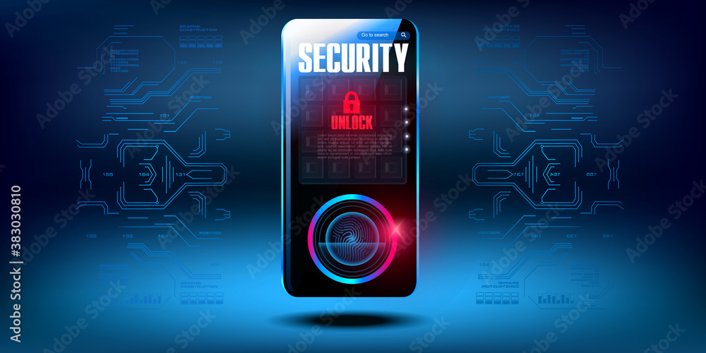 Poster cybersecurity concept. security of personal data on digital media. cyber data is protected. confiden