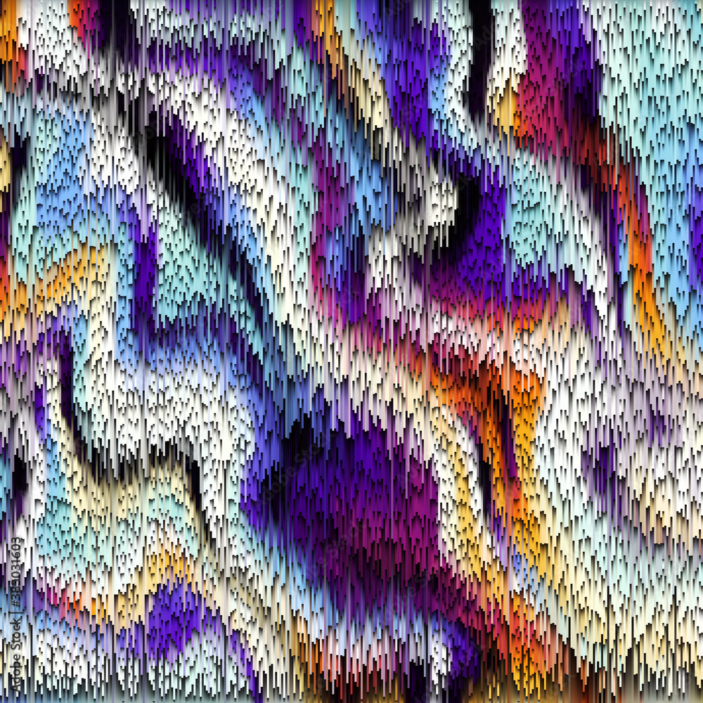 Leinwandbilder Abstract pattern with imitation of a grunge texture with thin lines. Pixel sorting style. Vector image.