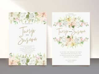 floral wedding card with lily flowers