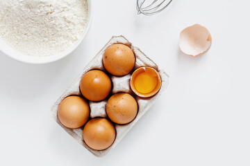 flour and eggs, ingredients for baking