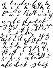 Calligraphy lettering. Writing letters with a pen.