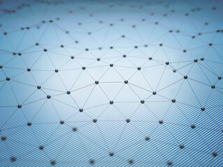 Triangular mesh, molecular structure, hi tech background 3d rendering