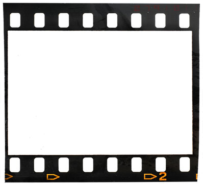 Vintage empty 35mm film frame for still photography or motion picture. Isolated on white. Cool photo placeholder.