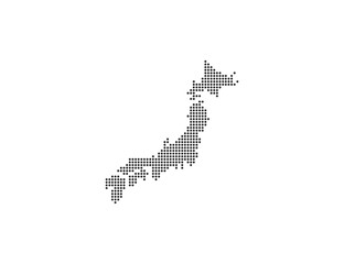 Japan, country, dotted map on white background. Vector illustration.