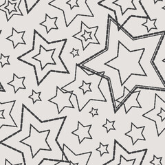 Аbstract seamless pattern with embroidered stars. Vector illustration with graphic elements for print or textile.