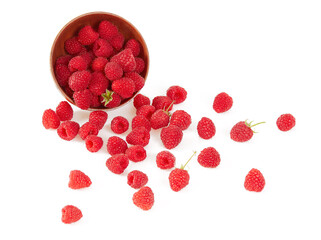 fresh raspberries isolated on white background