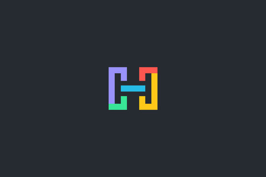 Minimal Geometrical Abstract Letter H Dark Background Logo Template