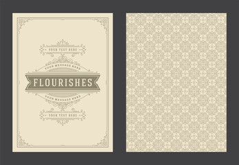Vintage ornament greeting card calligraphic ornate swirls and vignettes frame design vector template