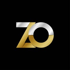 ZO initial letter logo, simple shade, gold silver color
