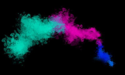 Colored smoke on a black background, easy to use material