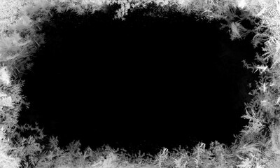 Snowflakes and snow borders on a black background, easy to use material