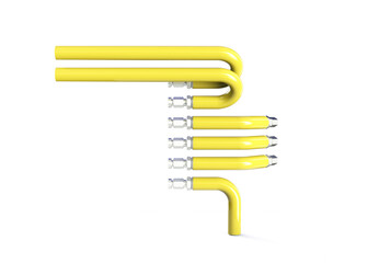 Fototapeta premium Stack of metal pipes. 3d rendering on white background