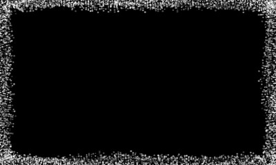 Snowflakes and snow borders on a black background, easy to use material