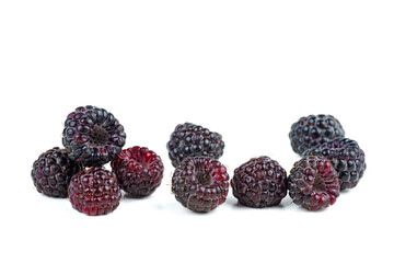 Black raspberries isolated on white background