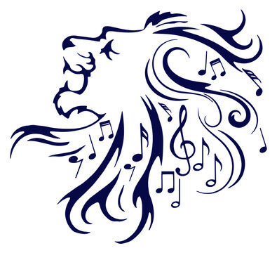 Music Lion Blue Tattoo