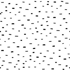 Abstract black and white pattern. Short dashes of different sizes. Memphis style background. Vector graphics. Doodle.