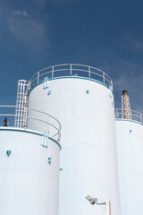 Oil Tank in chemical factory. Industrial background