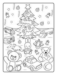 Fototapeta premium Christmas Coloring Page for Kids 