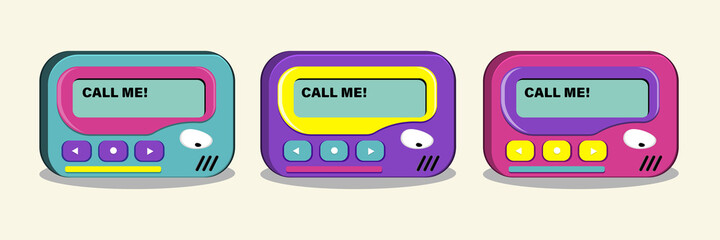 Pager. Vintage 1990s electronics messenger. vector illustration.