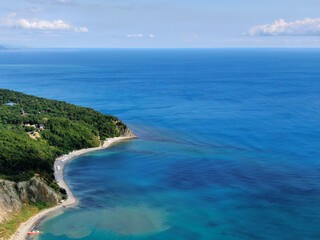 Black sea lagoon coastline aerial lanscape view