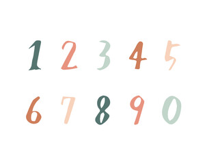 手書きのおしゃれな数字のイラストのセット おしゃれ 番号 数 フォント カリグラフィー 筆記体 1 Sticker Yugoro