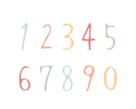 手書きのおしゃれな数字のイラストのセット／おしゃれ／番号／数／フォント／カリグラフィー／筆記体