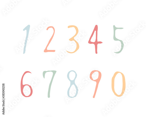 Leinwandbilder 手書きのおしゃれな数字のイラストのセット おしゃれ 番号 数 フォント カリグラフィー 筆記体 1 Yugoro