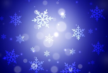 Dark BLUE vector backdrop in holiday style.