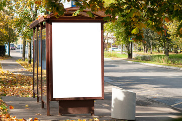Billboard at the bus stop. Space for text.