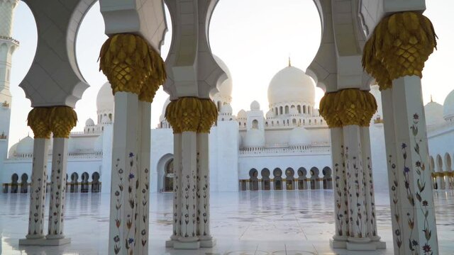 Abu Dhabi, UAE - Sheikh Zayed Mosque by Sunset