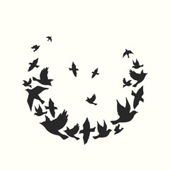 Fototapeta na wymiar Silhouettes of a flock of birds. Vector illustration. Simple background.